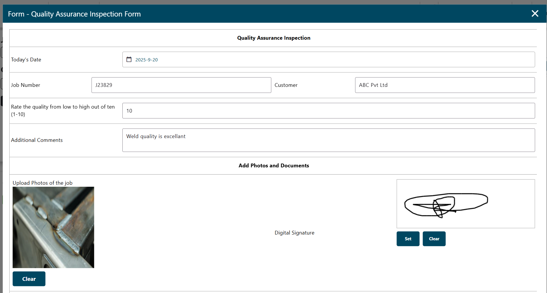 Digital Forms on Tablet